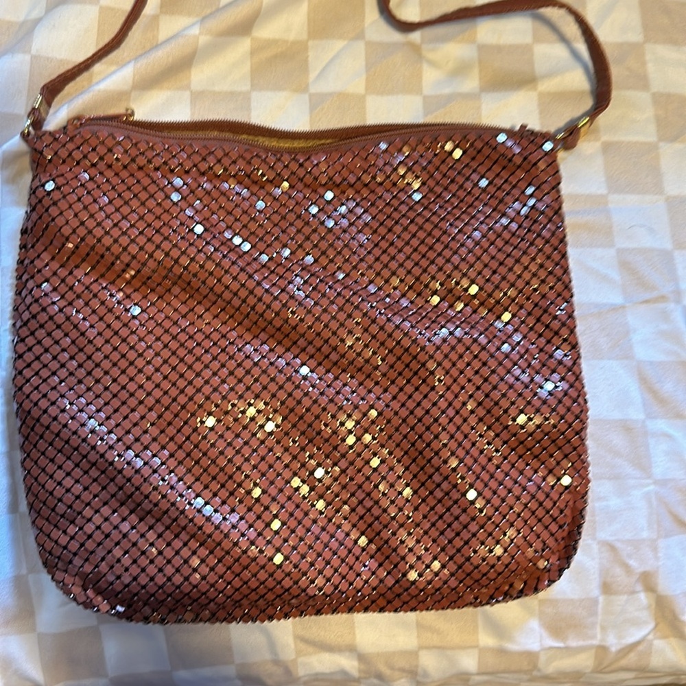 Red whiting and Davis metal mesh crossbody bag - Picture 4 of 8